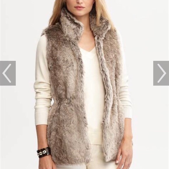 Banana Republic Jackets & Blazers - Banana Republic faux fur drawstring waist Brown Vest! Size Large